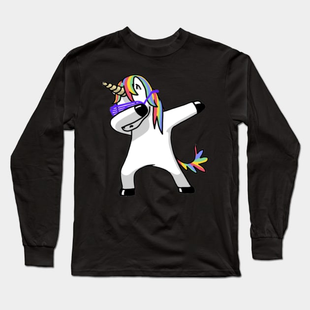 Dabbing Unicorn Long Sleeve T-Shirt by Xaojin Hu